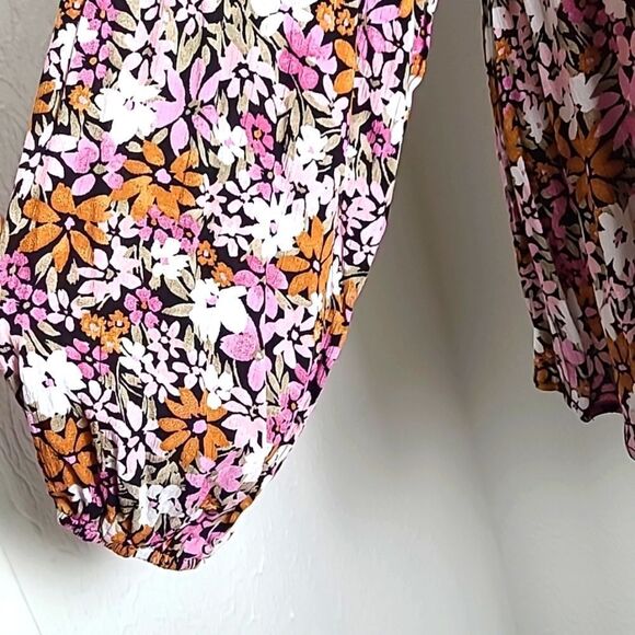 Emily Wonder Fall Bouquet Top, Pink, White, Rust, Tie & Loophole, Size 1X, NWT - Picture 5 of 12